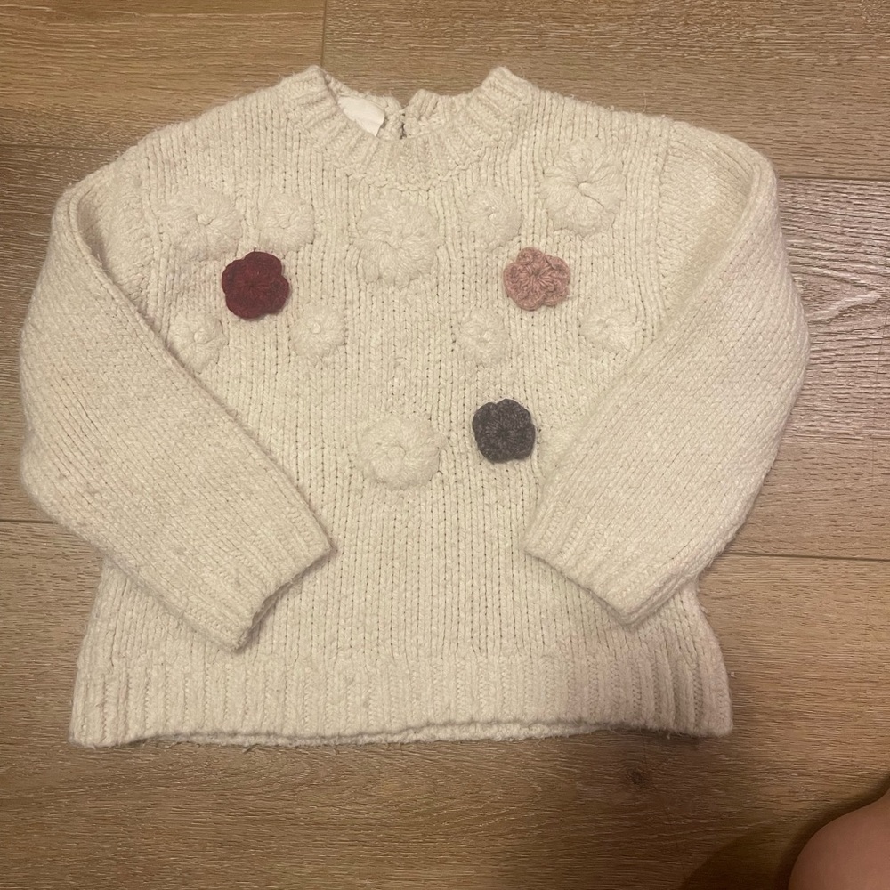 Zara Cream Sweater with Floral Details